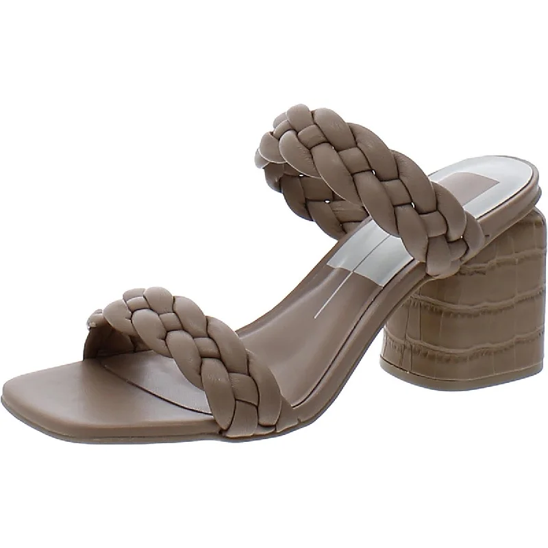 Dolce Vita Womens Nasha Woven Faux Leather Square Toe Block Heel