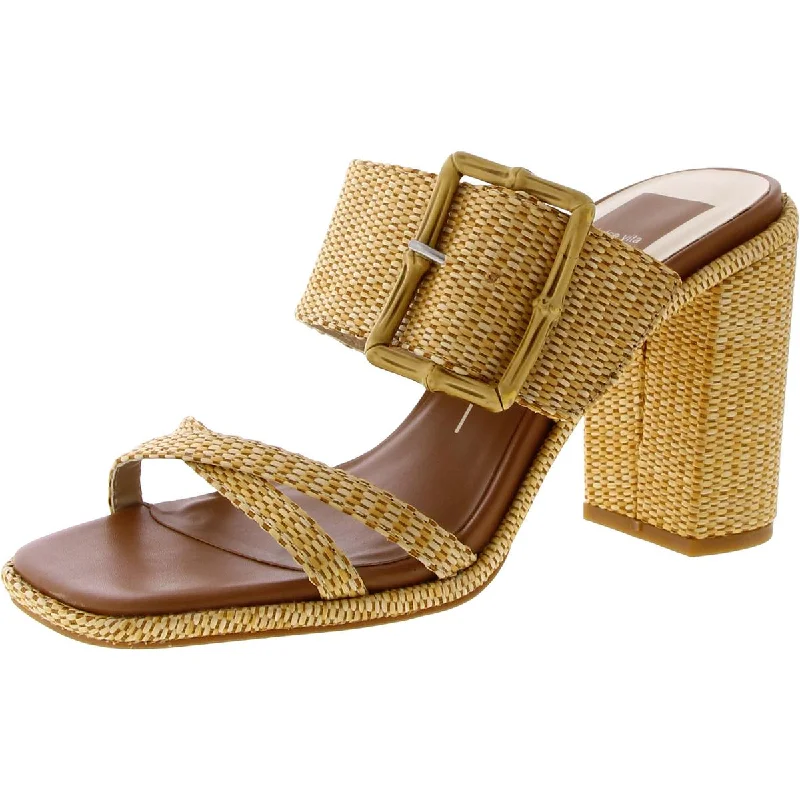 Dolce Vita Womens Onnie Raffia Square Toe Block Heel