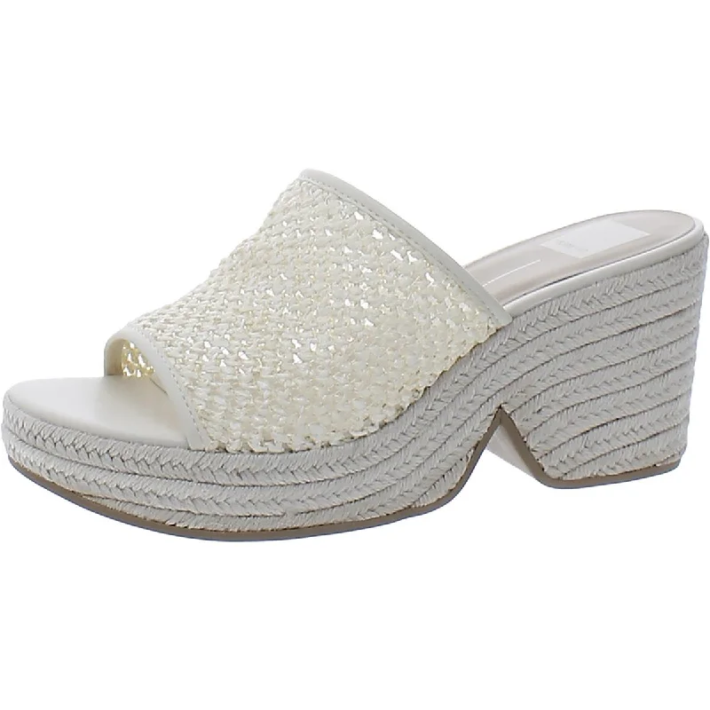 Dolce Vita Womens Saydie Raffia Slip On Wedge Sandals