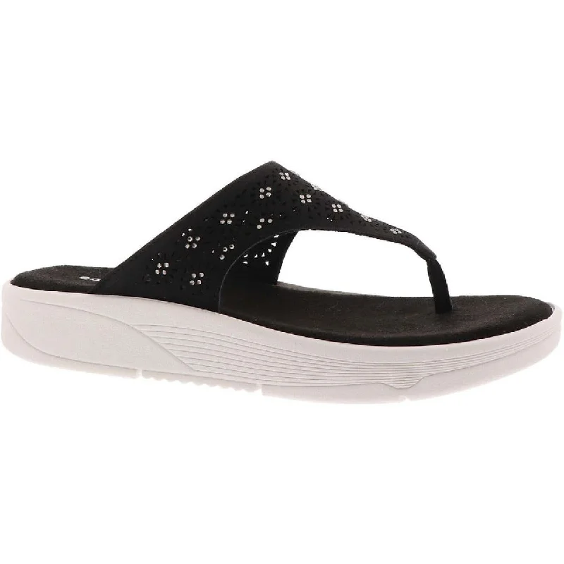 Easy Spirit Womens Rhee3 Leather Perforated Flip-Flops