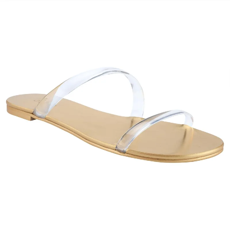 Guess Womens Nericea Metallic Slip On Slide Sandals