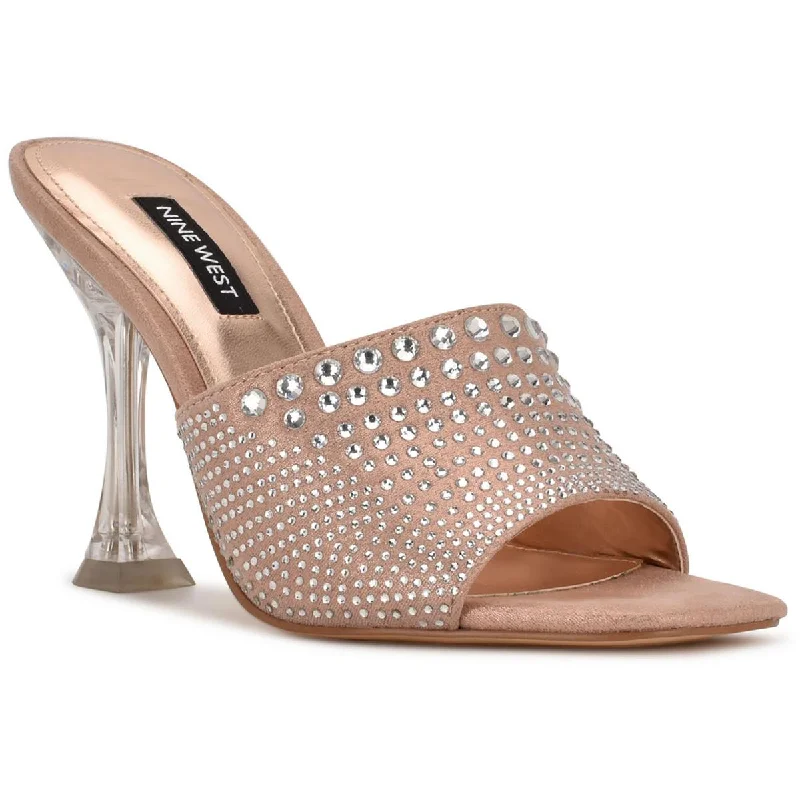 Nine West Womens Ziptip 2 Studded Peep-Toe Slide Sandals