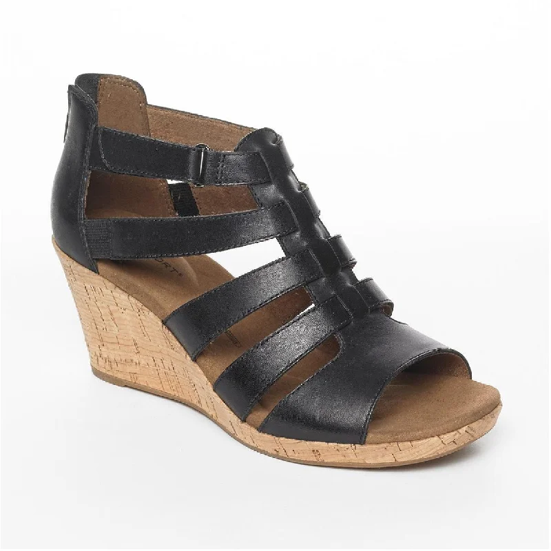 Rockport Womens Briah Faux Leather Pull On Gladiator Sandals