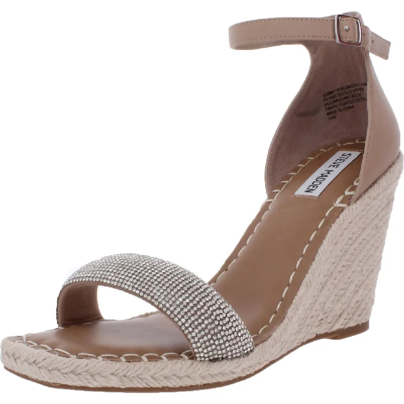 Steve Madden Womens Submit-R Rhinestone Ankle Strap Espadrilles