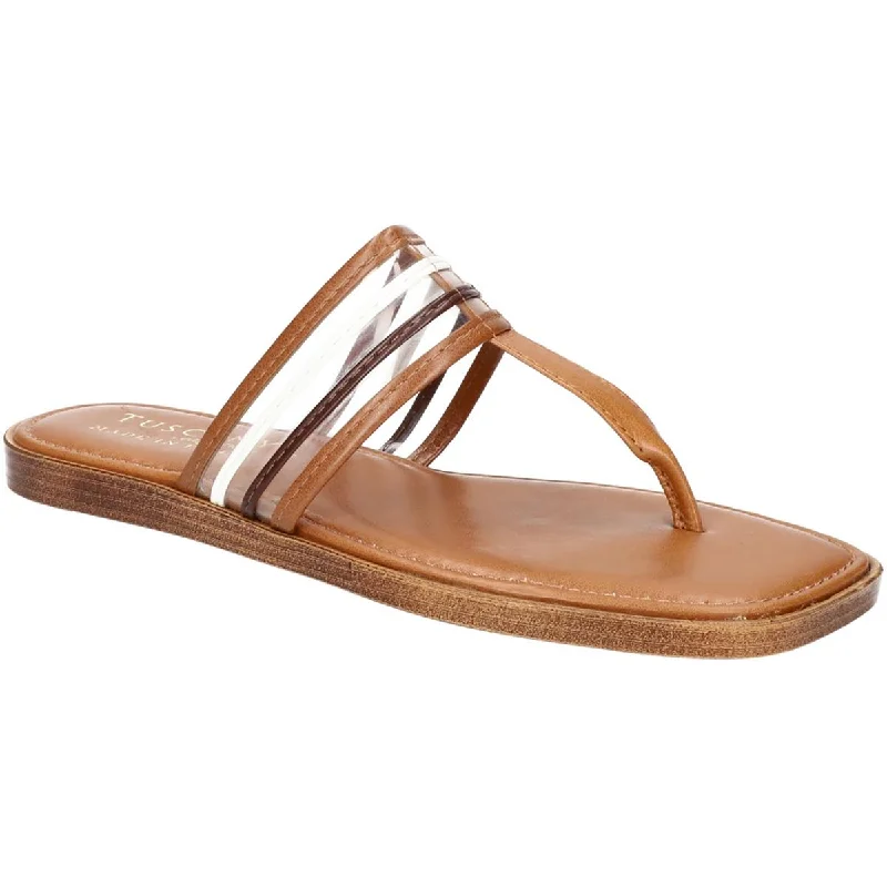 Tuscany By Easy Street Womens ANTEA Leather Slip On T-Strap Sandals