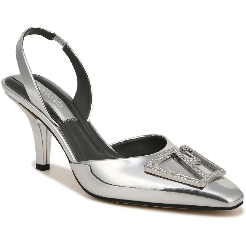 Franco Sarto Womens Leigha Metallic Embellished Slingback Heels