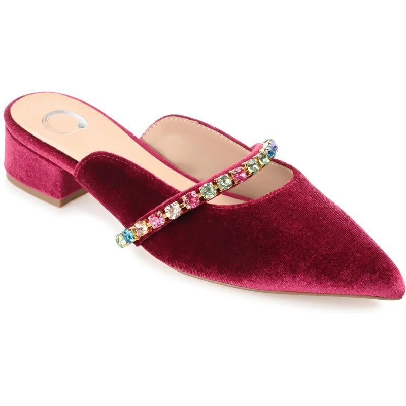 Journee Collection Womens Jewel Jeweled Pointed Toe Mules