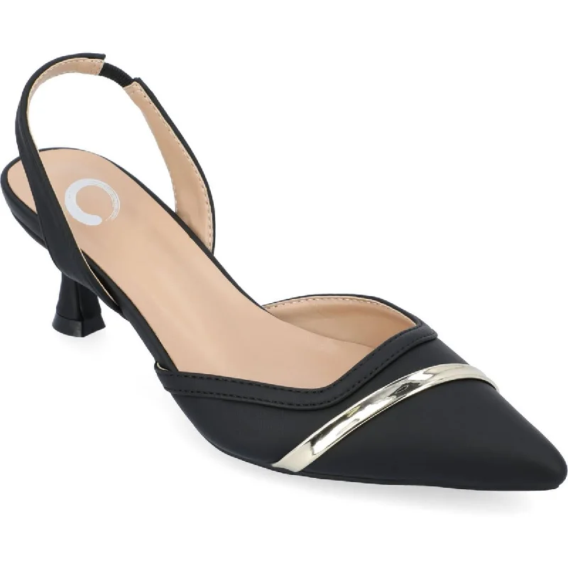 Journee Collection Womens NELLIA Faux Leather Kitten Hea Pumps