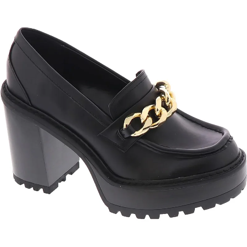 Madden Girl Womens Kassidy Chain Lug Sole Loafer Heels