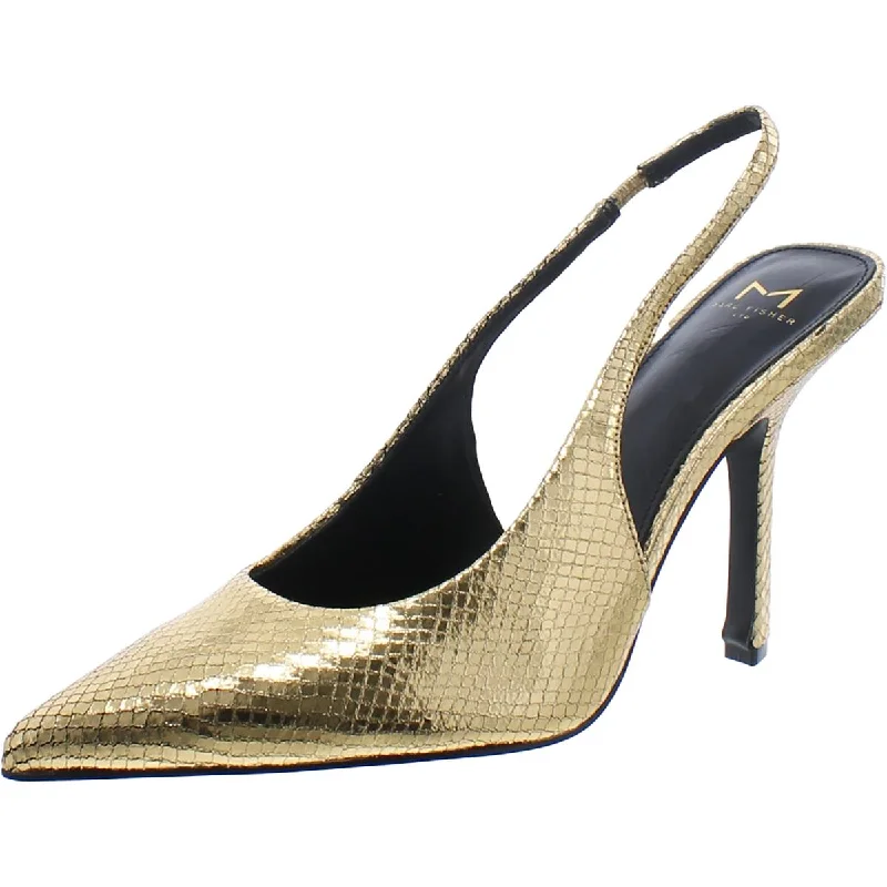 Marc Fisher LTD Womens Emalyn 2 Leather Snake Print Slingback Heels