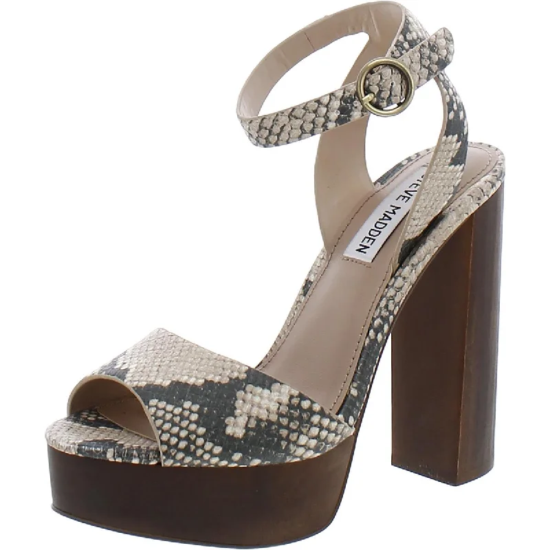 Steve Madden Womens Mckinley Peep-Toe Textured Ankle Strap