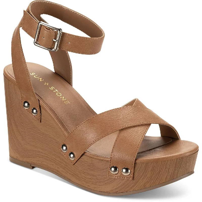 Sun + Stone Womens TIARAA Ankle Strap Platform Wedge Heels