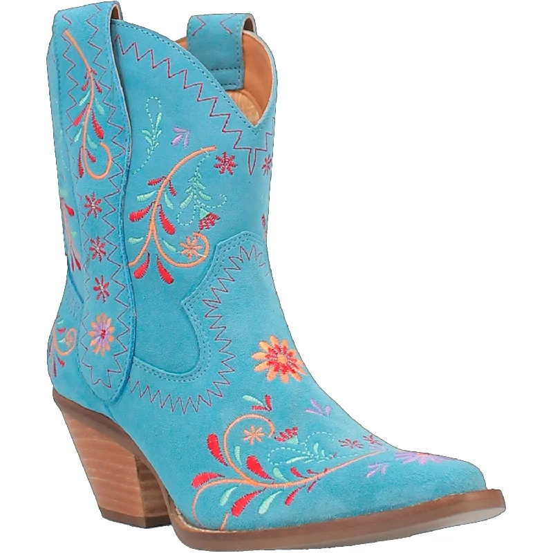 Dingo Womens Sugar Bugie Bootie Blue Suede Cowboy Boots