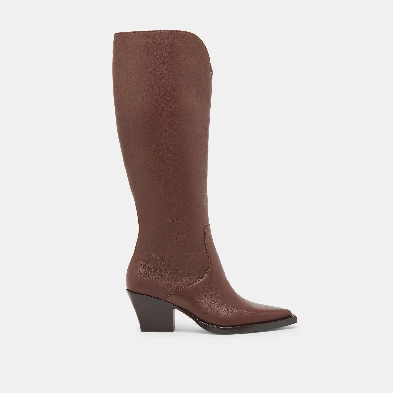 RAJ EXTRA WIDE CALF BOOTS CHOCOLATE LEATHER